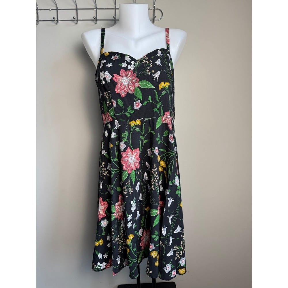 Old Navy The Cami Dress Dark Floral Fit & Flare Adjustable Strap Smocked Back L